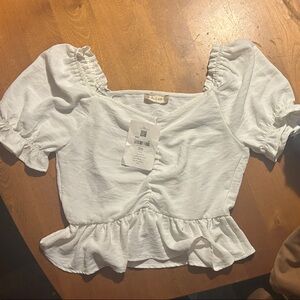 Altar'd State White Ruffled Blouse